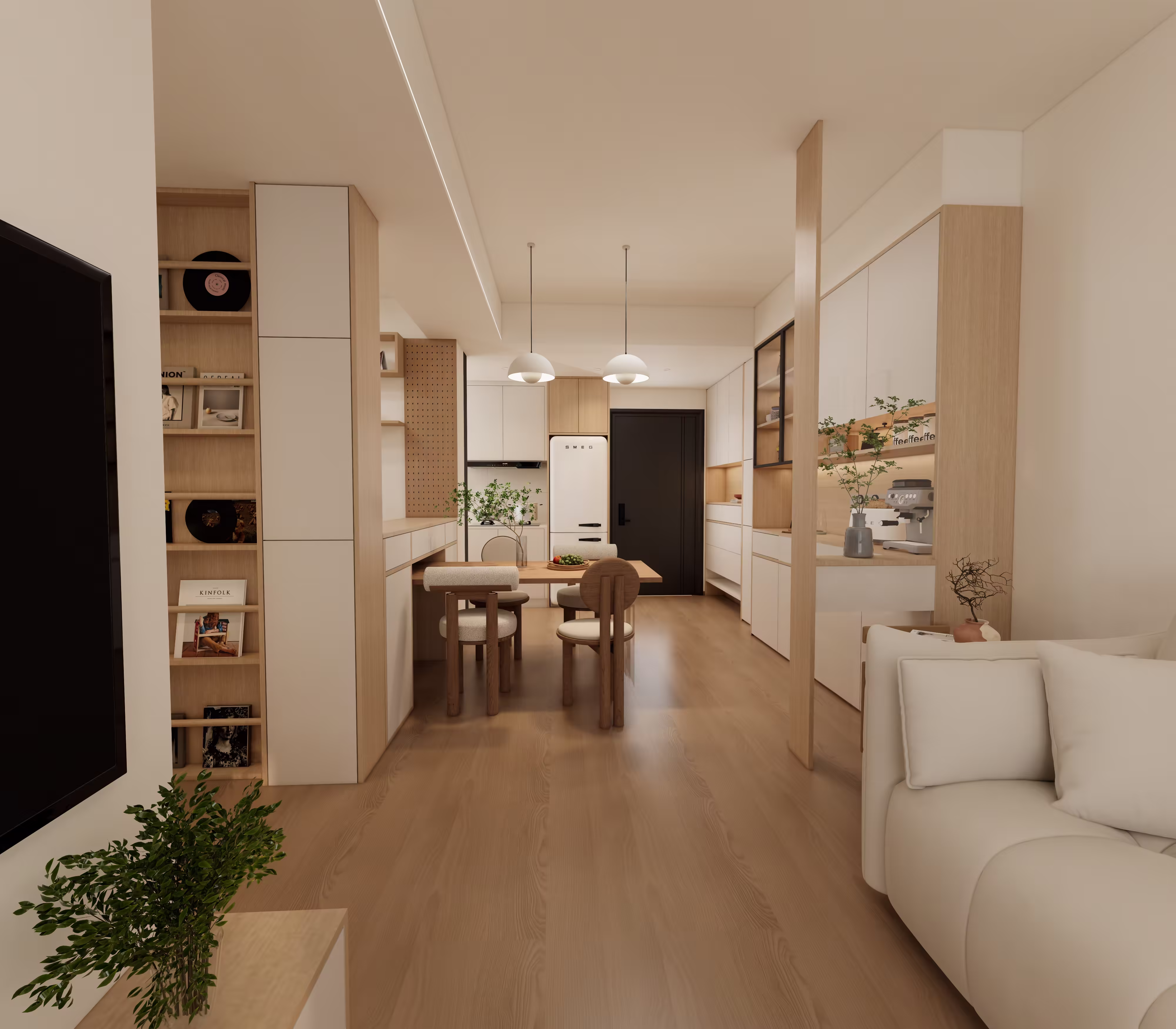 罗湖区悦峰尚府2a06户型-原木风效果图