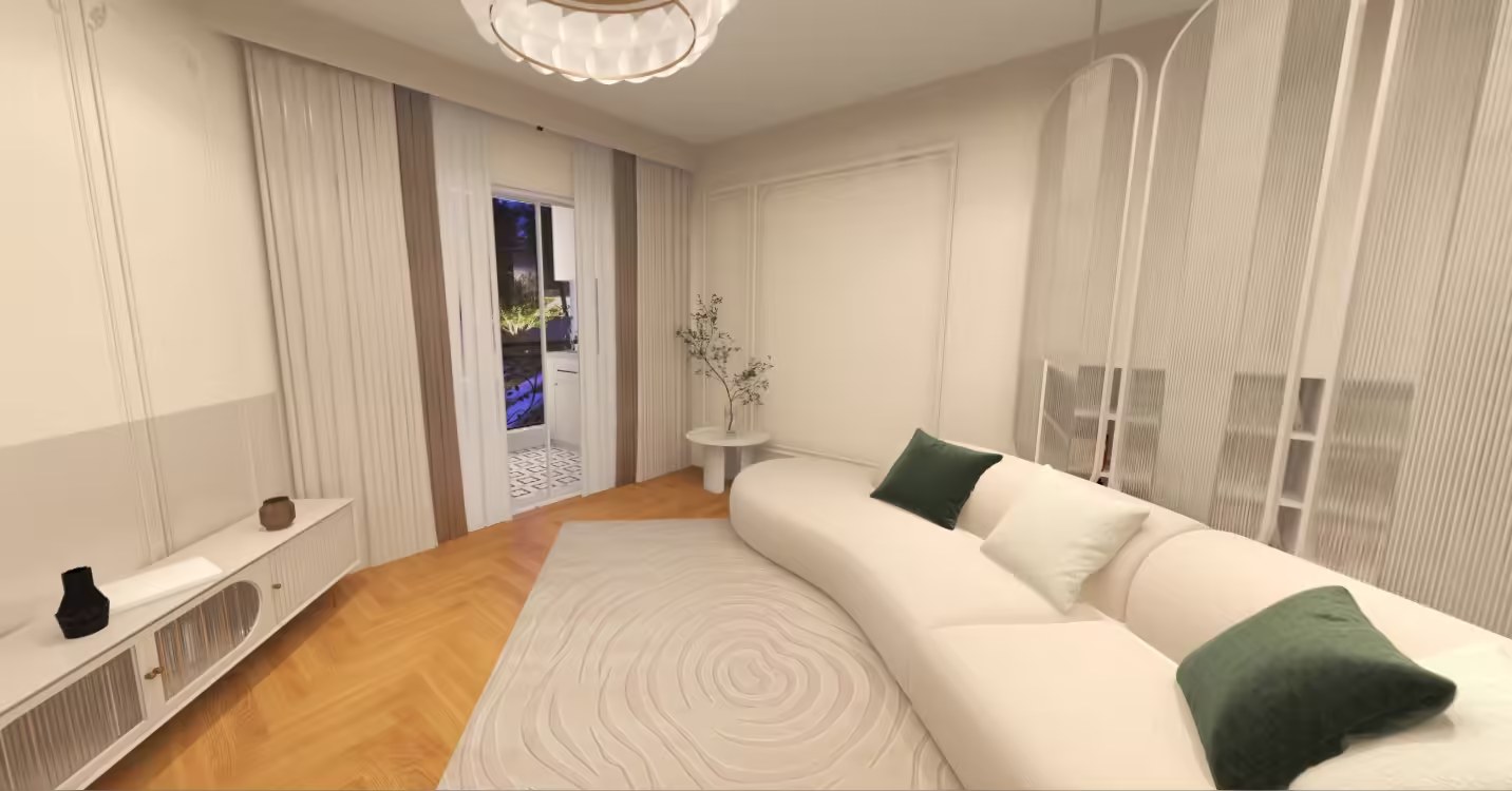 福田区梅林一村90栋G户型-轻法式效果图